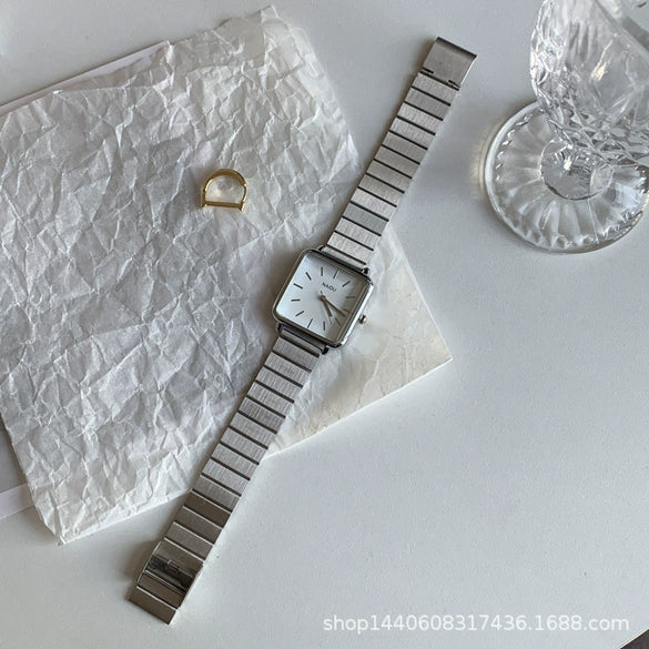 Female Watch Alloy Metal Steel Wire Belt Square Simple Cold Wind Green Leisure Design