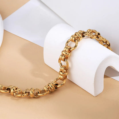 Simple Style Classic Style Solid Color 201 Stainless Steel 18K Gold Plated Bracelets In Bulk