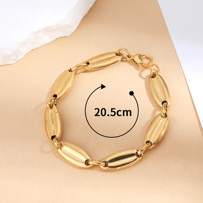 Simple Style Classic Style Solid Color 201 Stainless Steel 18K Gold Plated Bracelets In Bulk