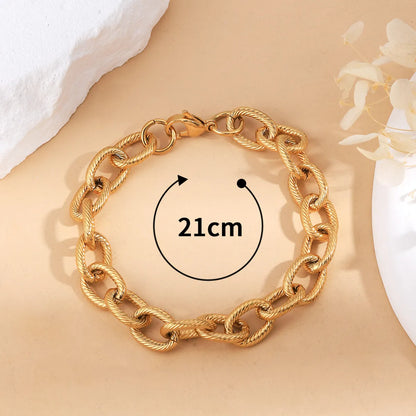 Simple Style Classic Style Solid Color 201 Stainless Steel 18K Gold Plated Bracelets In Bulk