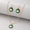 Festive Alloy Santa Claus Dripping Oil Jewelry Set With Geometric Earrings And Necklace For Unisex Holiday Wear