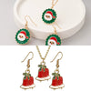 Festive Alloy Santa Claus Dripping Oil Jewelry Set With Geometric Earrings And Necklace For Unisex Holiday Wear