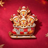 Festive Enamel Reindeer Brooch Pin With Boots And Sled Design Electroplated Alloy Holiday Clothing Accessory For Women And Men