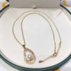 Fine Craft Zircon Natural Freshwater Pearl Necklace With Drop Pearl Pendant Copper Accessories
