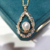 Fine Craft Zircon Natural Freshwater Pearl Necklace With Drop Pearl Pendant Copper Accessories