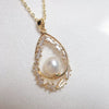 Fine Craft Zircon Natural Freshwater Pearl Necklace With Drop Pearl Pendant Copper Accessories