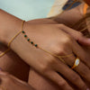 Finger Bracelet Stainless Steel Geometric Diamond Green Zirconium Electroplated Women's Jewelry