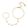 Finger Chain Bracelet Stainless Steel Inlaid With Zircon Geometric Elegant High End Jewelry Electroplating Does Not Fade