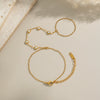Finger Chain Bracelet Stainless Steel Inlaid With Zircon Geometric Elegant High End Jewelry Electroplating Does Not Fade