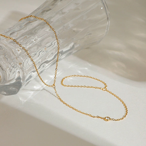 Finger Chain Foot Chain Titanium Steel 18K Gold Geometric Style For Women