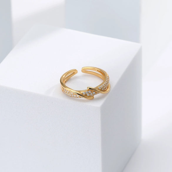 Finger Ring S925 Sterling Silver Ushape Inlaid Zircon