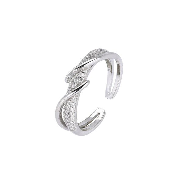 Finger Ring S925 Sterling Silver Ushape Inlaid Zircon