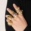 Finger Ring Titanium Steel Geometric Polishing