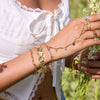 Fingerless Bracelet Stainless Steel Colorful Natural Stone Flower Pattern Electroplated Highend Hand Jewelry
