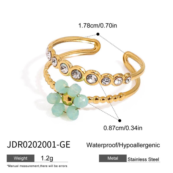 Fingerless Bracelet Stainless Steel Colorful Natural Stone Flower Pattern Electroplated Highend Hand Jewelry