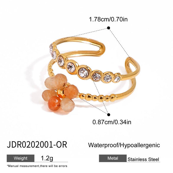 Fingerless Bracelet Stainless Steel Colorful Natural Stone Flower Pattern Electroplated Highend Hand Jewelry