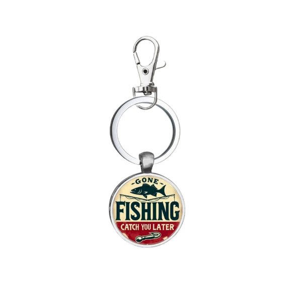 Fishing Lover Keychain Pendant In Zinc Alloy With Modern Simplicity Style