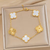 Fiveflower Laser Clover Bracelet For Women Titanium Steel 18K Real Gold Thick Electroplated In Vacuum Furnace