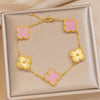 Fiveflower Laser Clover Bracelet For Women Titanium Steel 18K Real Gold Thick Electroplated In Vacuum Furnace