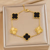 Fiveflower Laser Clover Bracelet For Women Titanium Steel 18K Real Gold Thick Electroplated In Vacuum Furnace