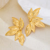 Fivepetal Floral Statement Earrings With Electroplated Goldtone Iron Alloy And Stainless Steel Posts Retro Botanical Design For Women