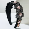 Flannel Headband With Three Dimensional Flower Glass Diamond Tassel For Women