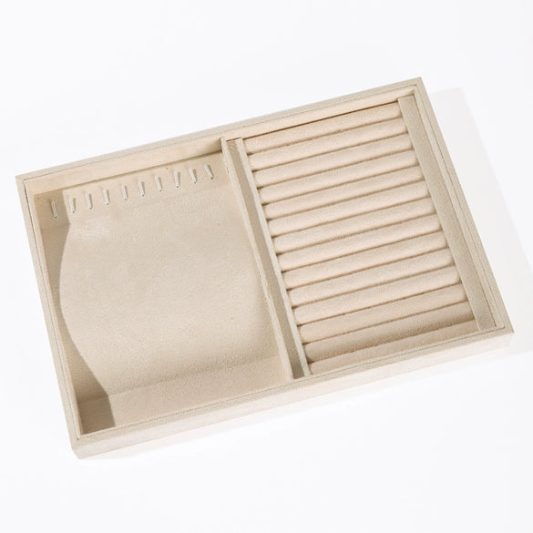 Flannel Jewelry Storage Tray Rectangle Splicing Design For Bracelets Rings Earrings Watches