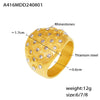 Flash Diamond Wide Face Ring Titanium Steel Plated 18K Gold Bubble Round Geometric Design Electroplated Women's Hand Jewelry