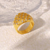 Flash Diamond Wide Face Ring Titanium Steel Plated 18K Gold Bubble Round Geometric Design Electroplated Women's Hand Jewelry