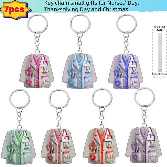 Flat Nurse Uniform Shape Acrylic Car Pendant Christmas Tree Decoration Flat Keychain Jewelry Pendant