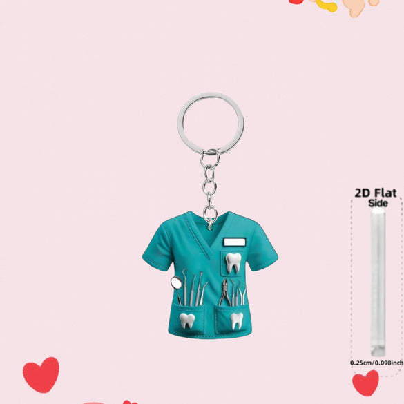 Flat Nurse Uniform Shape Acrylic Car Pendant Christmas Tree Decoration Flat Keychain Jewelry Pendant