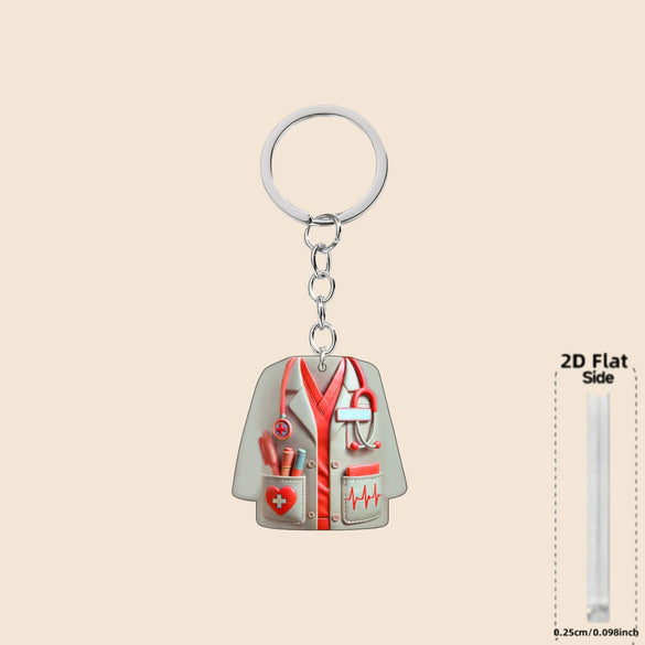 Flat Nurse Uniform Shape Acrylic Car Pendant Christmas Tree Decoration Flat Keychain Jewelry Pendant