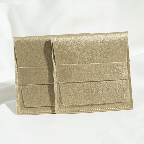 Flip Gift Imitation Leather Pu Jewelry Packaging Bag Thermal Transfer Printing For Necklace Ring Storage