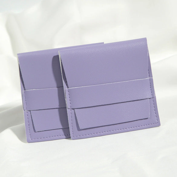 Flip Gift Imitation Leather Pu Jewelry Packaging Bag Thermal Transfer Printing For Necklace Ring Storage