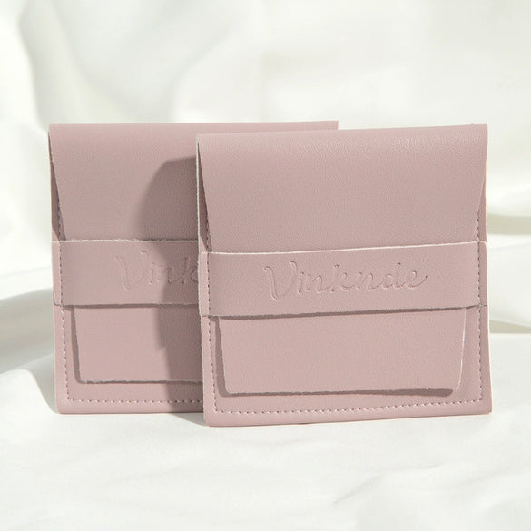 Flip Gift Imitation Leather Pu Jewelry Packaging Bag Thermal Transfer Printing For Necklace Ring Storage
