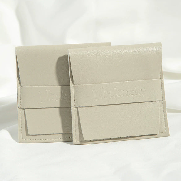 Flip Gift Imitation Leather Pu Jewelry Packaging Bag Thermal Transfer Printing For Necklace Ring Storage