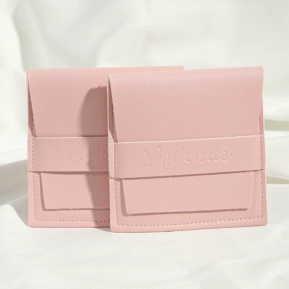 Flip Gift Imitation Leather Pu Jewelry Packaging Bag Thermal Transfer Printing For Necklace Ring Storage