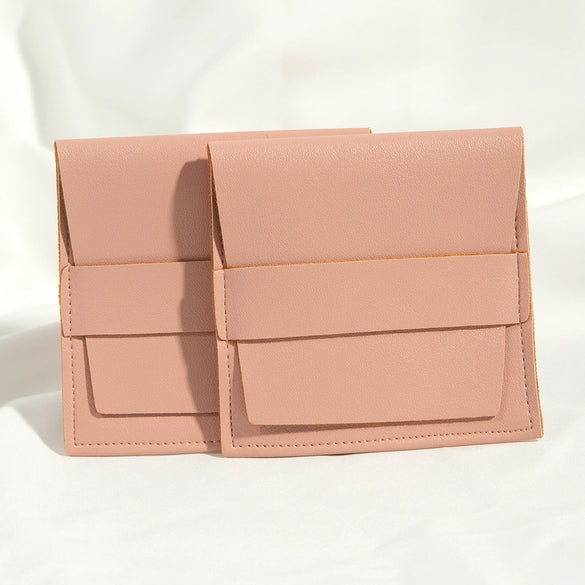 Flip Gift Imitation Leather Pu Jewelry Packaging Bag Thermal Transfer Printing For Necklace Ring Storage