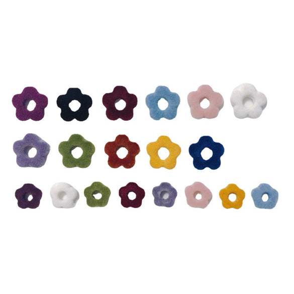 Flocked Velvet Fivepetal Flower Throughhole Beads Jewelry Earrings Nail Accessories Material Retro Style