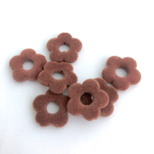 Flocked Velvet Fivepetal Flower Throughhole Beads Jewelry Earrings Nail Accessories Material Retro Style
