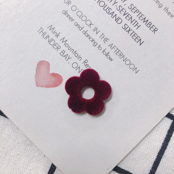 Flocked Velvet Fivepetal Flower Throughhole Beads Jewelry Earrings Nail Accessories Material Retro Style