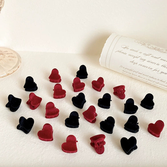 Flocking Heartshaped Hair Clips Electroplated Women's Hair Accessories