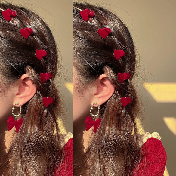 Flocking Heartshaped Hair Clips Electroplated Women's Hair Accessories