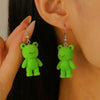 Flocking Resin Frog Pendant Earrings Cute Cartoon Animal Design With Electroplating