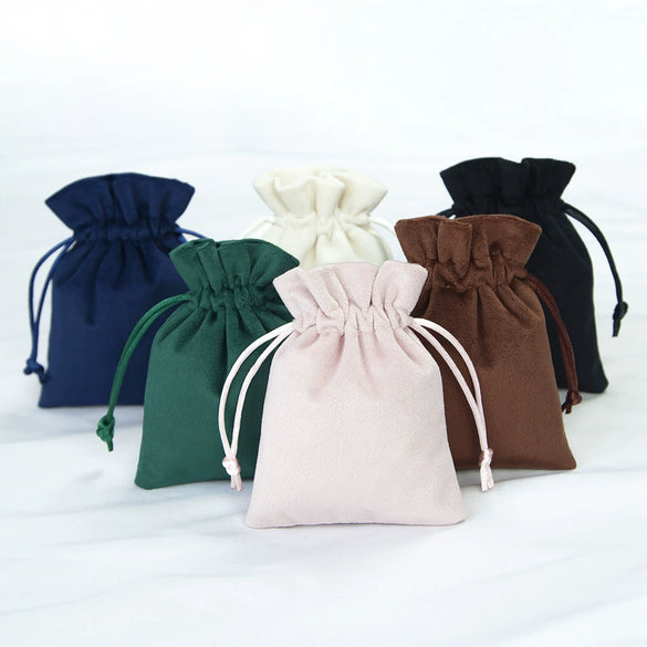 Flocking Velvet Jewelry Storage Bag Drawstring Small Corset Pocket Text Play