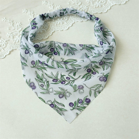 Floral Chiffon Geometric Triangle Scarf And Hair Band Women's Hair Accessories