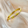 Floral Enamel Cloisonné Open Cuff Bracelet With Retro Decorative Finish Statement Accessory
