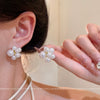 Floral Imitation Pearl Earrings For Women Electroplated Retro Style