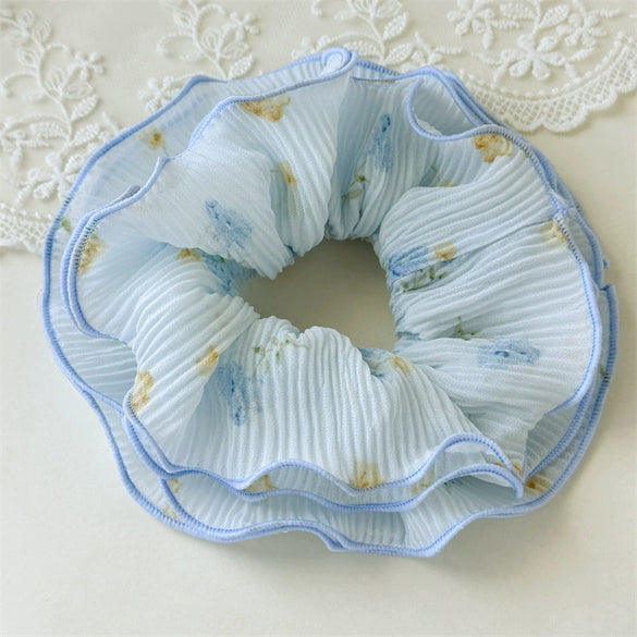 Floral Multilayer Scrunchie For Women Fabric Handmade Sweet Style Hair Tie