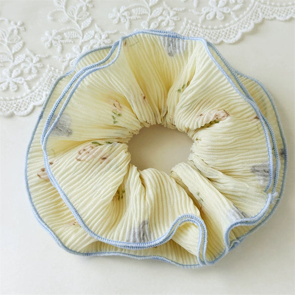 Floral Multilayer Scrunchie For Women Fabric Handmade Sweet Style Hair Tie